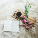 journaling, journal with flowers and coffee