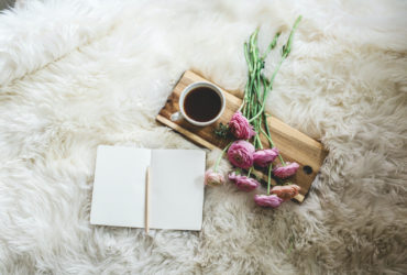 journaling, journal with flowers and coffee