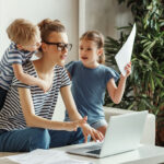 stressed mom with kids