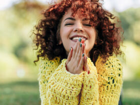 Woman in love with her life
